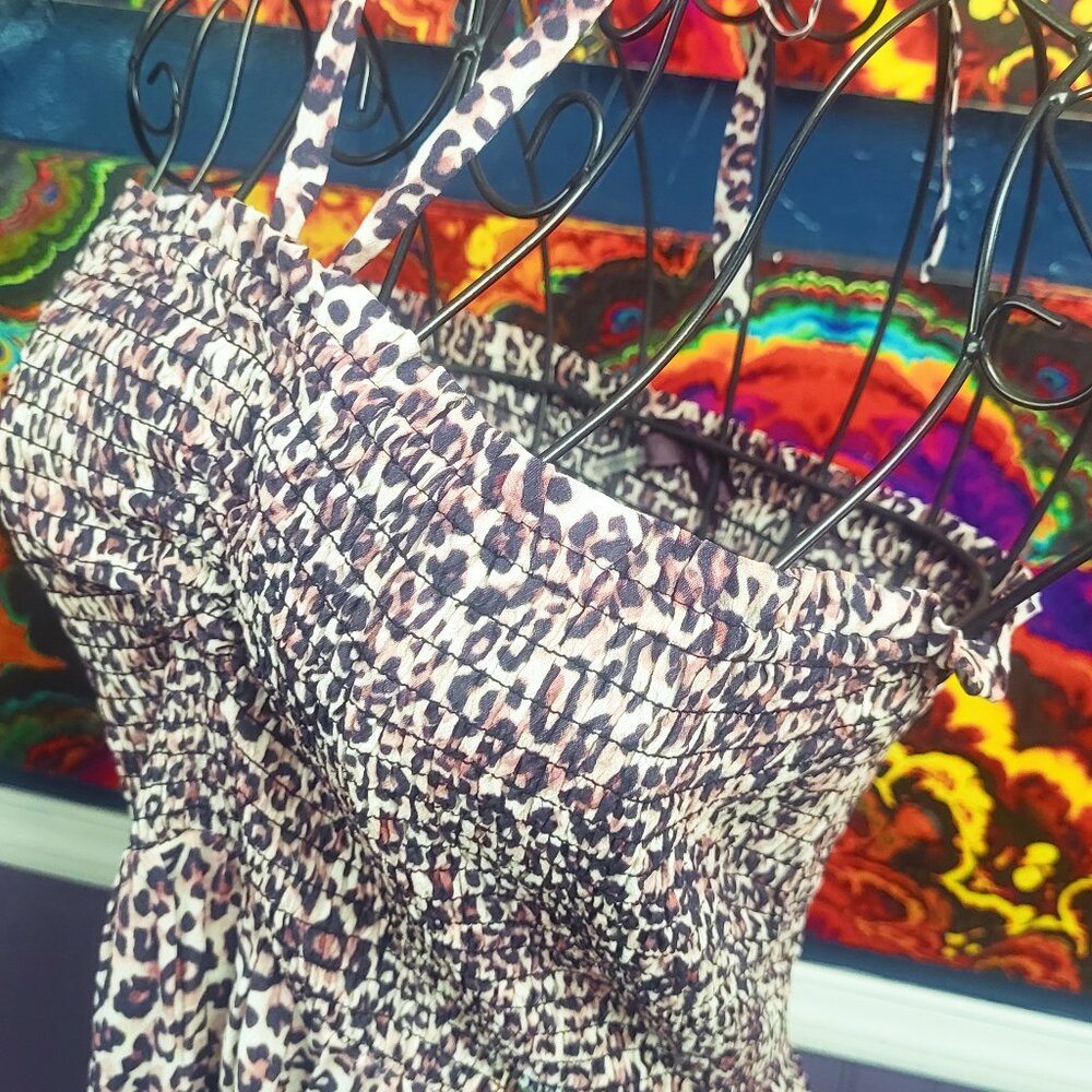 Hale Bob ~ Sz S ~ Animal Print ~ Halter Top Dress ~ Excellent Condition - Picture 5 of 11